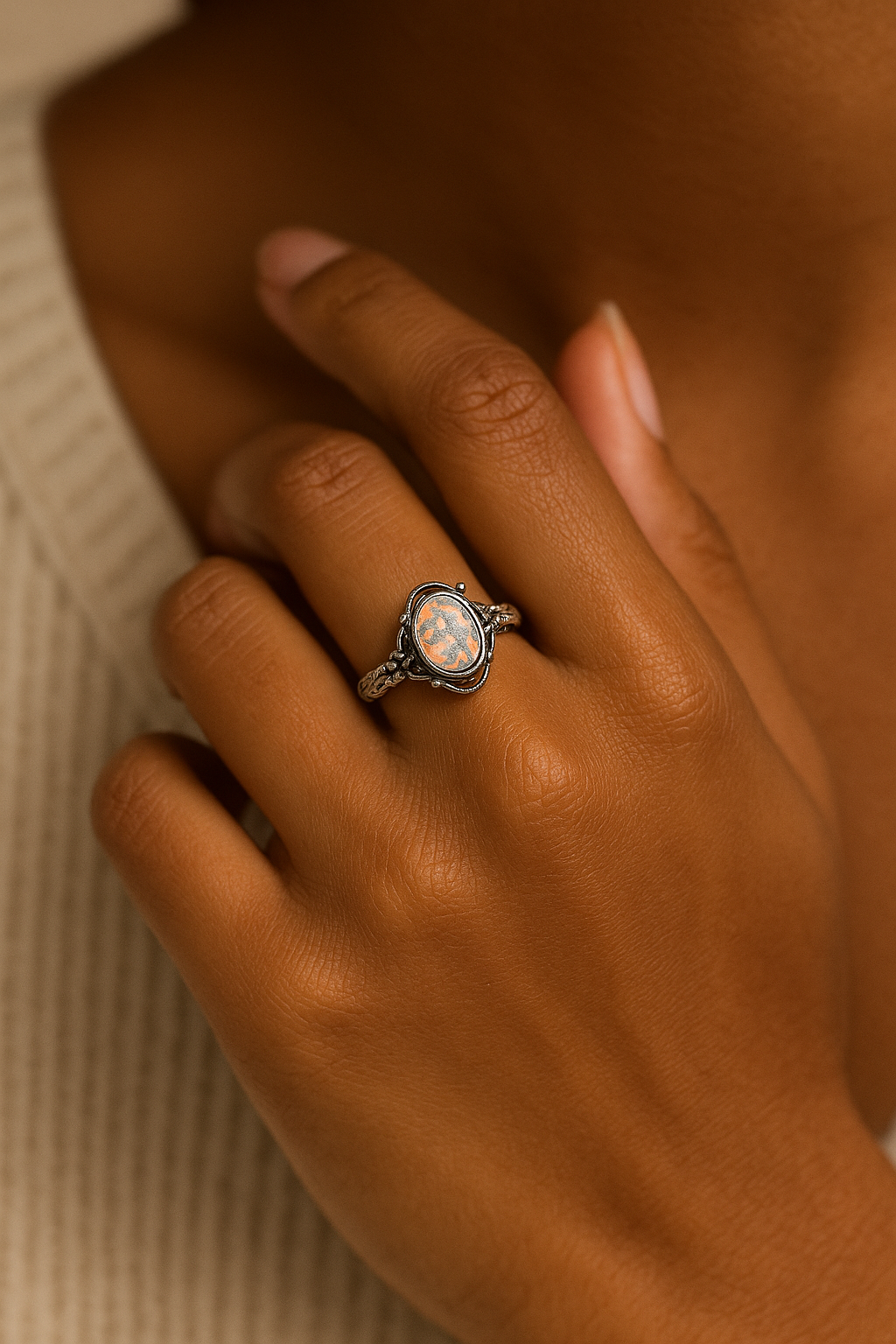 Moonstone Resin Fashion Ring