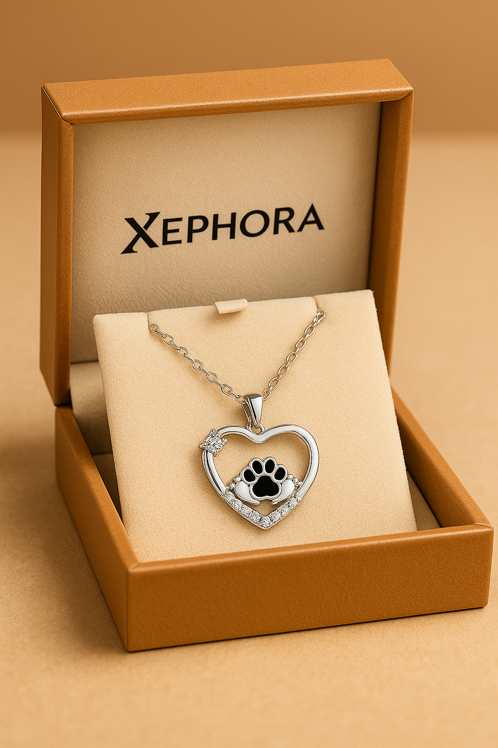 Silver Dog Heart Necklace