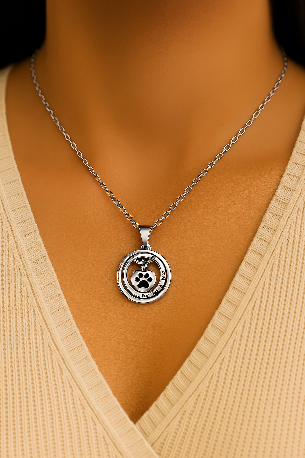 Black Paw Print Necklace