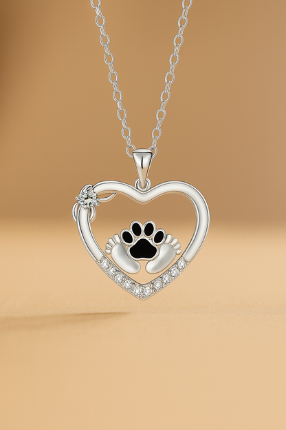 Silver Dog Heart Necklace