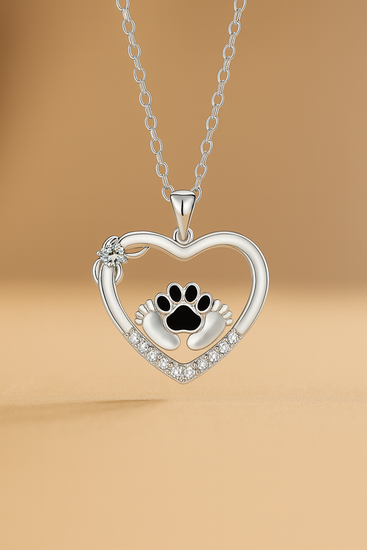 Silver Dog Heart Necklace